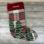 Pottery Barn Forest Plaid Christmas Tree Stocking Monogrammed Multi Flaw Nwot. Fixed Price $28.95.