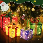 Domkom Set Of 4 Christmas Lighted Gift Boxes, 70 Led Up Colorful Iron F.... Fixed Price $81.89.