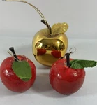 Apple 3PC Christmas Ornament Red Gold Hanging Holiday Tree Display Decorations. Fixed Price $13.46.