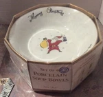 4 Merry Brite Christmas Soup Bowls - Tree, Santa, Reindeer, & Gift New. Fixed Price $24.99.