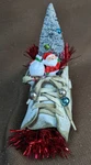 Handmade Christmas Decor With Vintage Baby Shoe, Santa, Mercury Glass Beads. Fixed Price $20.00.