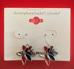New Christopher & Banks Womens Poinsettia Dangle Hook Earrings Pierced. Fixed Price $9.99.