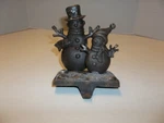 The Christmas Shoppe Stocking Holder Hanger Glitter Snowmen Metal Tree Rustic. Fixed Price $19.99.