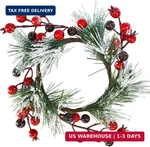 Winlyn 4 Pcs Artificial Pine Berry Candle Rings Wreaths Snowy Needle. Fixed Price $26.98.