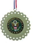 Kurt Adler 3.5 Inch Round Green Army Metal Christmas Ornament. Fixed Price $30.95.