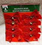 New Christmas House Bow Red With Bells Decorative 8 Pieces. Fixed Price $10.00.