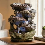 Rock Falls 5-STEP Indoor Water Fountain With Led Lights 14 By Sunnydaze. Fixed Price $97.95.