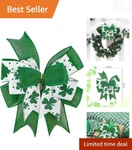 Traditional Plaid Shamrock Bow - Festive 9.5 X 15 Inch Decoration For Holidays. Fixed Price $14.94.