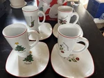 Fitz & Floyd Gourmet Christmas 8 Piece Porcelain Latte Tall Mug Plate Set. Fixed Price $15.19.