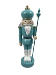 Jingles & Joy Holiday Christmas Nutcracker Decor 13IN Resin Pastel Aqua New. Fixed Price $38.99.