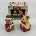 Set Of 2 Vintage Giftco Holly Bells Handcrafted Porcelain Ornaments W/ Box. Fixed Price $8.79.
