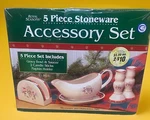 Royal Seasons 5 Piece Stoneware Accessory Set Christmas Holiday Snowmen. Fixed Price $29.99.