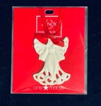 Lenox Angel Porcelain Christmas Charm Ornament White Red Ribbon Gift Tag. Fixed Price $10.99.