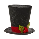 11" Glittered Black Top Hat With Holly Ornament Christmas New Raz 4116342. Fixed Price $29.95.
