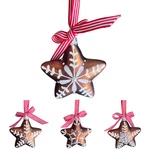 Set 4 Brown Snowflakes Glass Ornament 3.5" Red Ribbon Kurt Adler Christmas. Fixed Price $10.56.