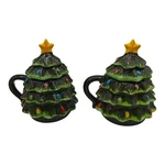 Mr. Christmas Set Of 2 Lidded Tree Mugs 16 0Z Hand Painted Ceramic. Fixed Price $27.18.