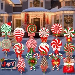 18 Pcs Christmas Candy Yard Signs With 36 Stakes Shapes Outdoor Deco.... Fixed Price $48.60.