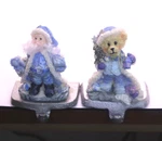 2 Christmas Stocking Holders Santa & Teddy Bear Ks Collection Blue Holiday. Fixed Price $15.00.