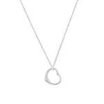 Authentic 925 Sterling Silver 0.59" Floating Heart Pendant 18" Women's Necklace. Fixed Price $90.00.