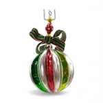 Pre-order 7.5" Red/green Stripe Round Ornament Christmas Decor *ships 9/2026*. Fixed Price $30.00.