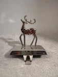 Reindeer Stocking Hanger, Colored Enamel, December Home. Fixed Price $10.00.