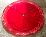 Red Velvet Christmas Tree Skirt Round 48'' Sequins Holiday Decor Free S/h. Fixed Price $24.99.