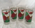Vintage Anchor Hocking Santa Christmas Checkered Glass Tumblers Set Of 4 New. Fixed Price $19.99.