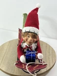 Karen Didion Sleighing Christmas Pixie Elf Doll Figure 9 6 Vtg Present Added. Fixed Price $38.00.