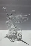 Vtg Acrylic Angel Christmas Holding Star Tree Topper /table Decoration 9.5 Nib. Fixed Price $18.50.