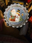 Dolgencorp Santa Claus Snowman Decorative Bowl Christmas Holiday 12" Xmas Wood. Fixed Price $10.00.