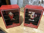 Christmas Stocking Holder Set Of 2 Potpourri Press Hallmark Cast Iron Base Vtg. Fixed Price $45.00.