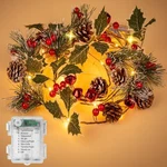 Crafare 6FT Christmas Garland Pine Cones String Lights With 20 Long, Red. Fixed Price $18.66.