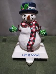 Snowman Christmas Stocking Holder Let It Hanger Cast Iron Base Heavy. Fixed Price $14.99.