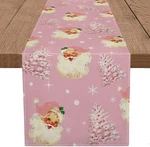 Christmas Table Runner Santa Claus Merry Tree Snowflake Pink Long. Fixed Price $15.95.