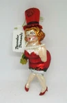 December Diamonds Christmas Lady Red Hat Santa Dress Blown Glass Ornament Tag. Fixed Price $12.00.