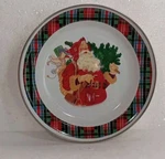 Hallmark Santa Claus 10 3.8" Plaid Enamel Deep Dish Plate Mitford Jan Karon. Fixed Price $8.39.