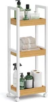 Songmics Bamboo Rolling Cart, 3-TIER Utility Wheels, Slim Narrow Storage. Fixed Price $83.96.