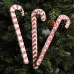 Set Of 3 Country Primitive Rustic Wood Christmas Candy Canes: Polka Dot, Chevron. Fixed Price $15.00.