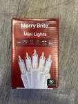 Merry Brite 70 Count Mini Lights, Clear Bulb/white Wire 15FT. Fixed Price $12.95.