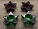 Crate Barrel Star Shape Glass Tealight Votive Candle Holder Set Of 4 Green/r. Fixed Price $19.00.