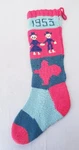 Vintage Hand Knitted Christmas Stocking "jill" Santa & Tree 1950S. Fixed Price $15.00.