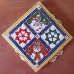 New Hallmark Christmas Holiday Snowman Trivet 6 3/4" X Tile In Wood Frame. Fixed Price $7.75.
