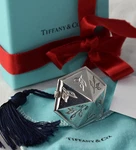 Tiffany & Co Sterling Silver Hinge Pill Box Christmas Ornament Chased Tassel. Fixed Price $425.00.