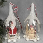 Santa Snowman Diorama Glass Ornament Set 2 Demdaco Merry Christmas 7 Inch. Fixed Price $24.90.