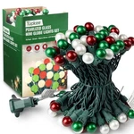 Tupkee Pearlized Glass Mini Globe Lights Set 70 G15 Red, Green, Warm-white Led. Fixed Price $28.99.