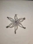 Vtg Handmade Clear Acrylic Beaded Snowflake Christmas Ornament Silver Tinsel Mcm. Fixed Price $7.50.