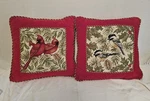 2 C&f Home Williamsburg Red Cardinal Chickadee Needlepoint Christmas Pillows. Fixed Price $139.99.