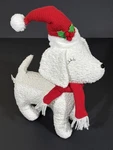 Plush Freestanding Weighted White Christmas Dog W/ Santa Hat & Scarf Home Decor. Fixed Price $29.99.