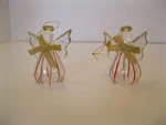 Dsi Glass Angel Ornaments Set Of 2 Christmas Tree Decor Gold And Red Striped. Fixed Price $9.99.