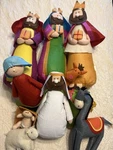 Large Felt Soft Fabric Christmas Nativity Set 7 Pieces Mary Baby 15.5 Inch Tall. Fixed Price $40.00.